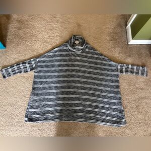 Gray Striped Turtleneck Sweater